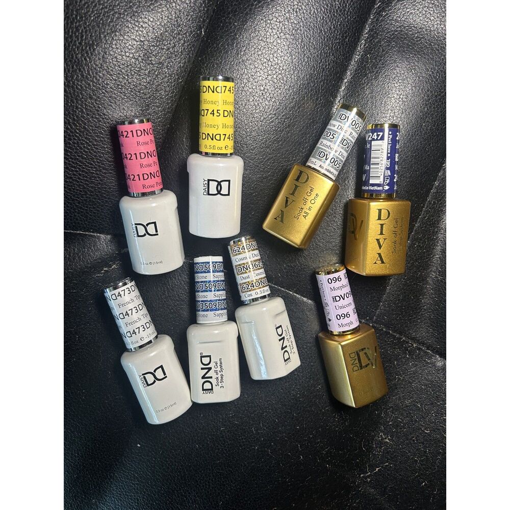 LOT of 9 Various DND Gel Nail Polish Colors Manicure Beauty Supplies
